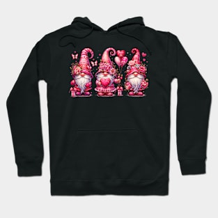 Pink Valentines Gnomies Girls Womens Heart Gnome Valentines Hoodie